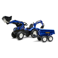 Traktorgrävare New Holland m/släp Blå Falk